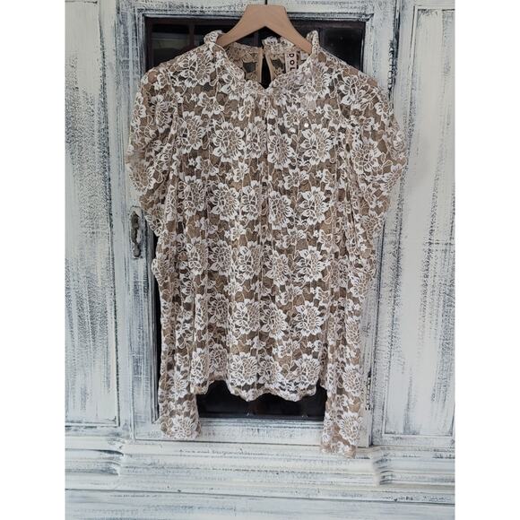 Anthropologie Dolan Sheer Lace Mock Long Sleeve Top - New - XL - Picture 6 of 6